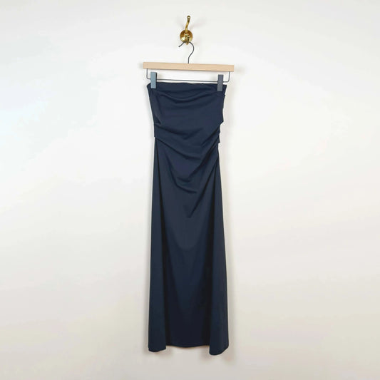 Strapless A-line Dress in Graphite-Dresses-Reyèm-eugenienewport