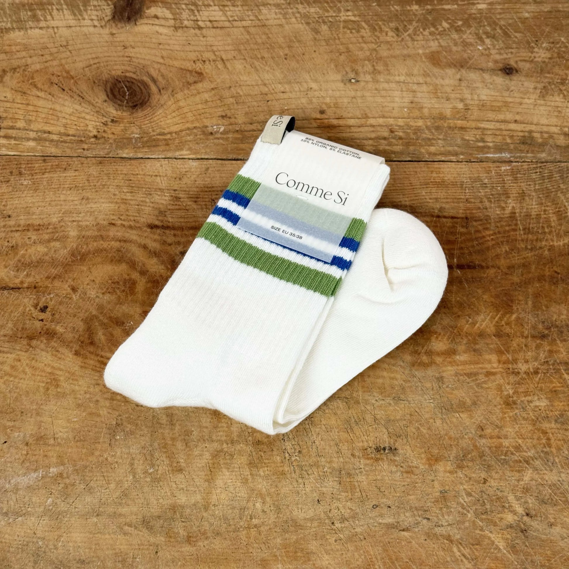 Striped Tube Socks in Grass/Blue-Accessories-Comme Si-eugenienewport