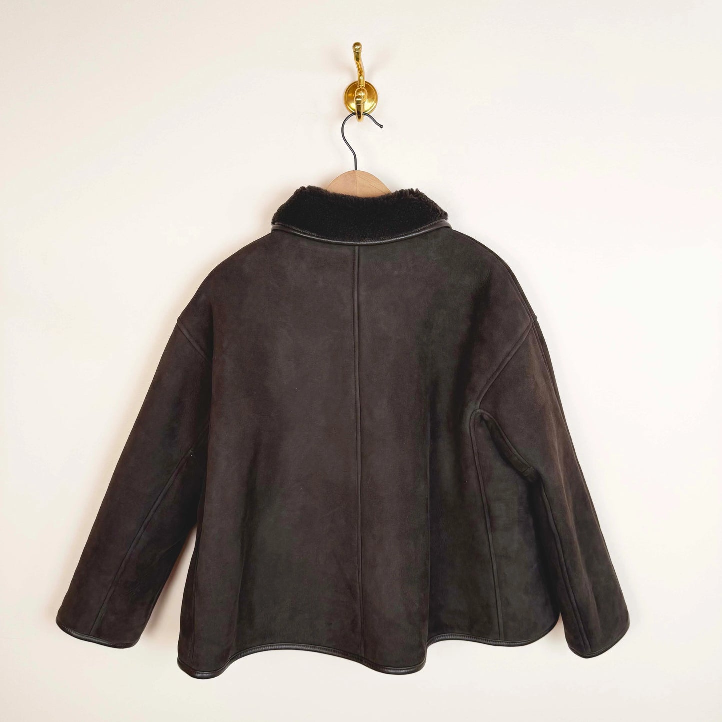 Suede Curly Hair Avis Jacket in Chocolate-Jackets-Cawley-eugenienewport