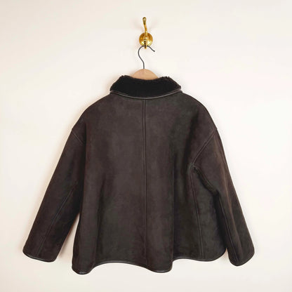 Suede Curly Hair Avis Jacket in Chocolate-Jackets-Cawley-eugenienewport