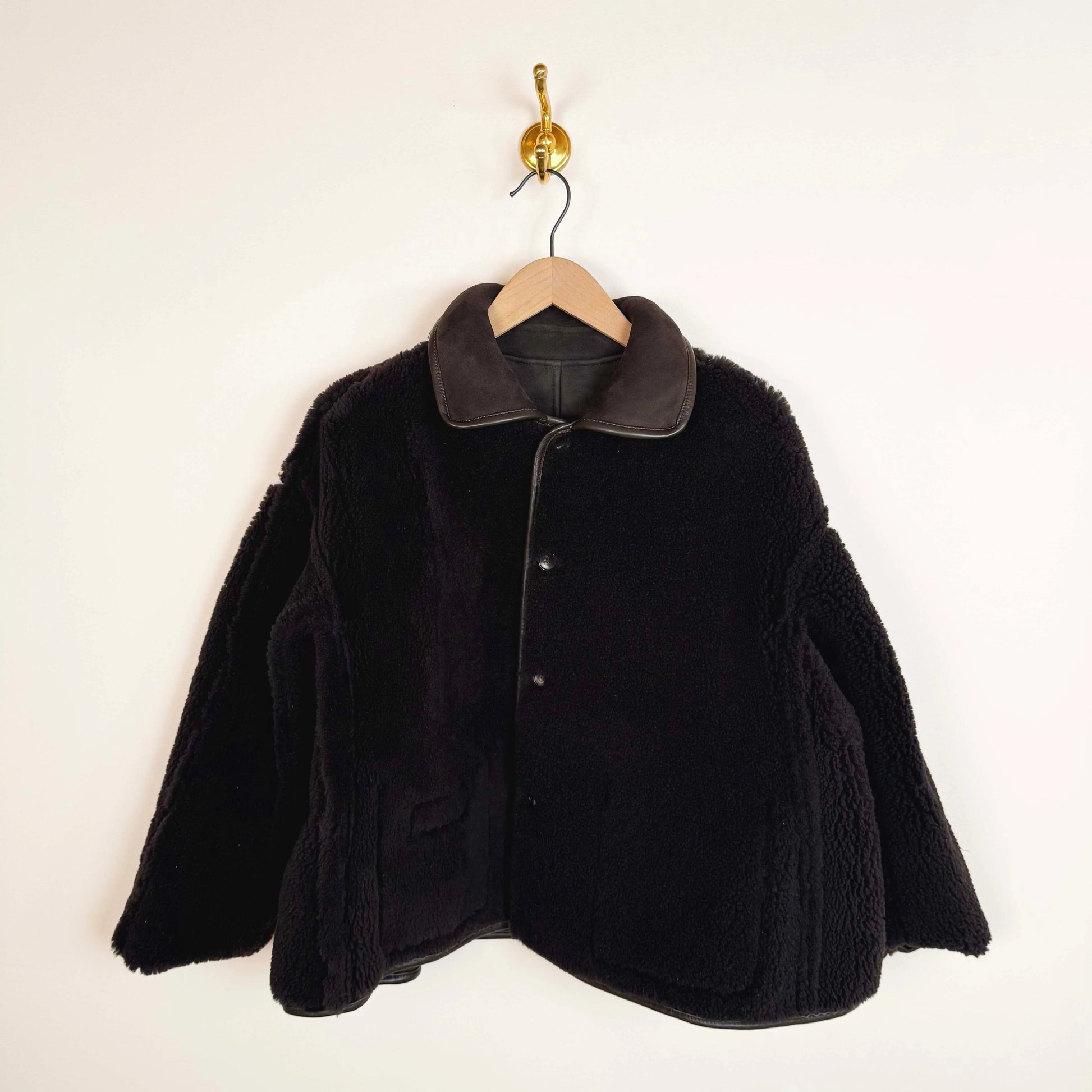 Suede Curly Hair Avis Jacket in Chocolate-Jackets-Cawley-eugenienewport