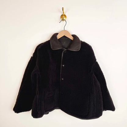 Suede Curly Hair Avis Jacket in Chocolate-Jackets-Cawley-eugenienewport