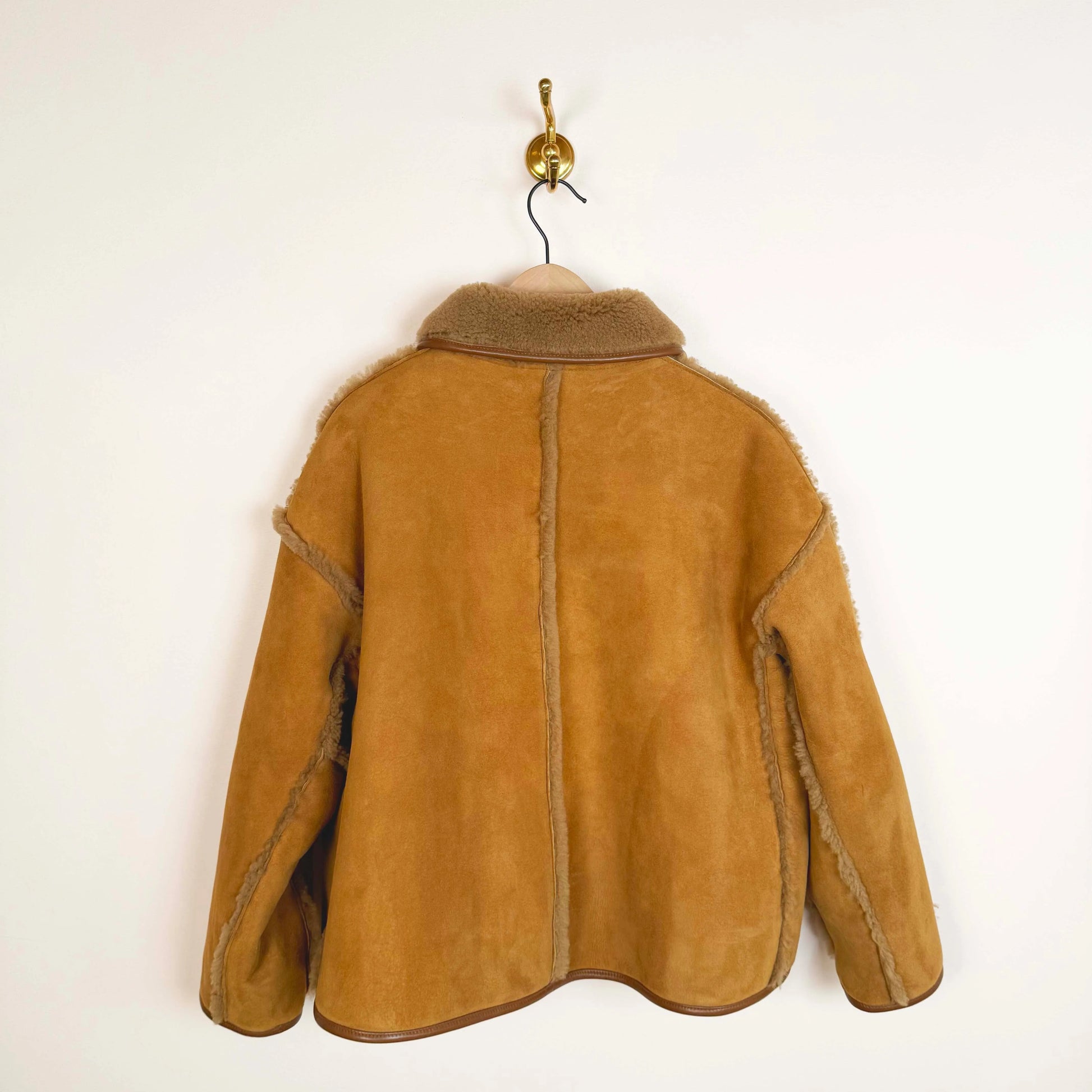 Suede Curly Hair Avis Jacket in Tan-Jackets-Cawley-eugenienewport