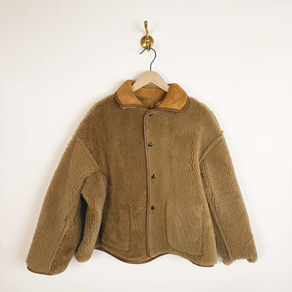 Suede Curly Hair Avis Jacket in Tan-Jackets-Cawley-eugenienewport