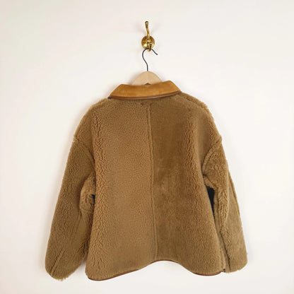 Suede Curly Hair Avis Jacket in Tan-Jackets-Cawley-eugenienewport