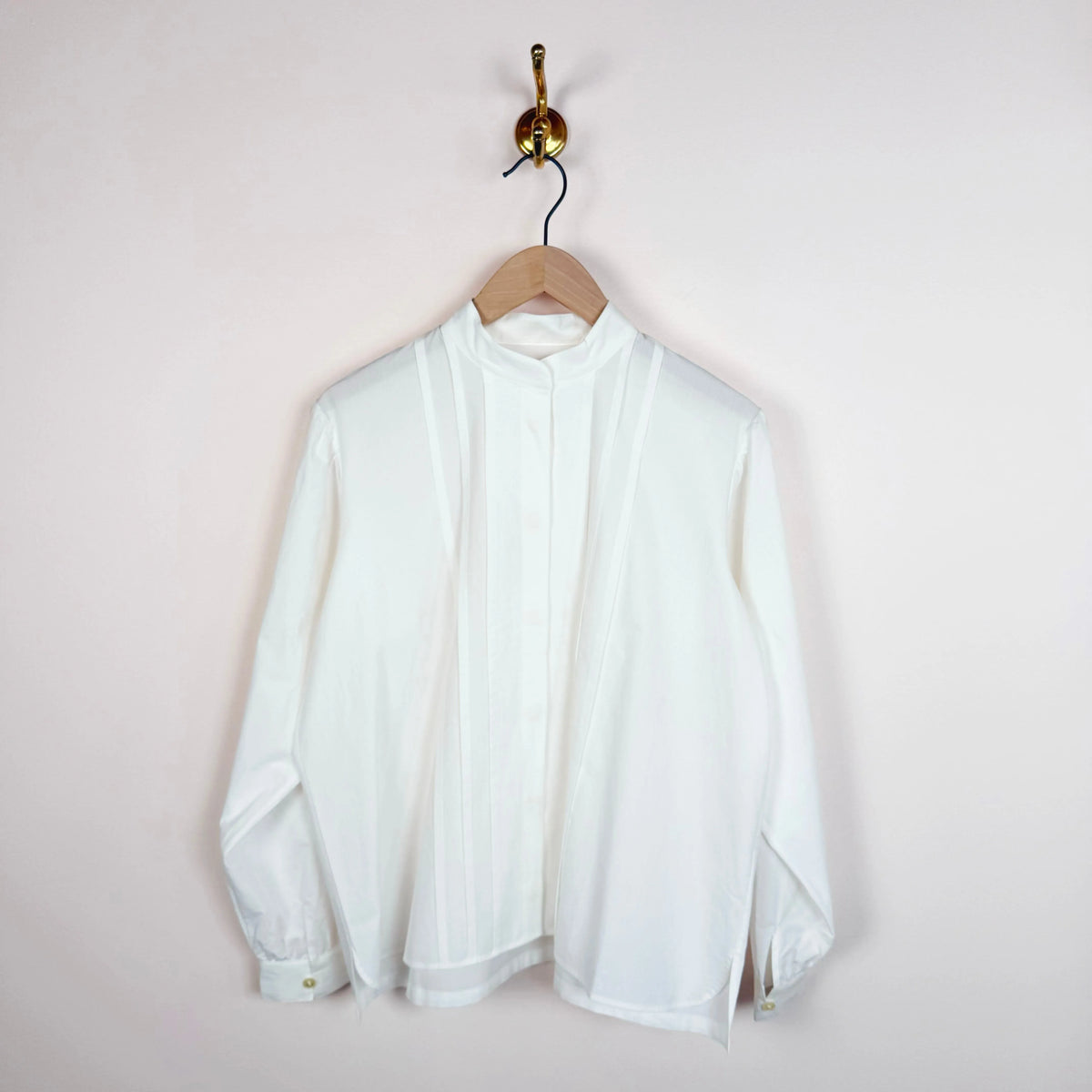 Tuck Stand Collar Shirt in Off-White-Tops-Chimala-eugenienewport