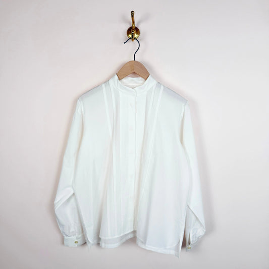Tuck Stand Collar Shirt in Off-White-Tops-Chimala-eugenienewport