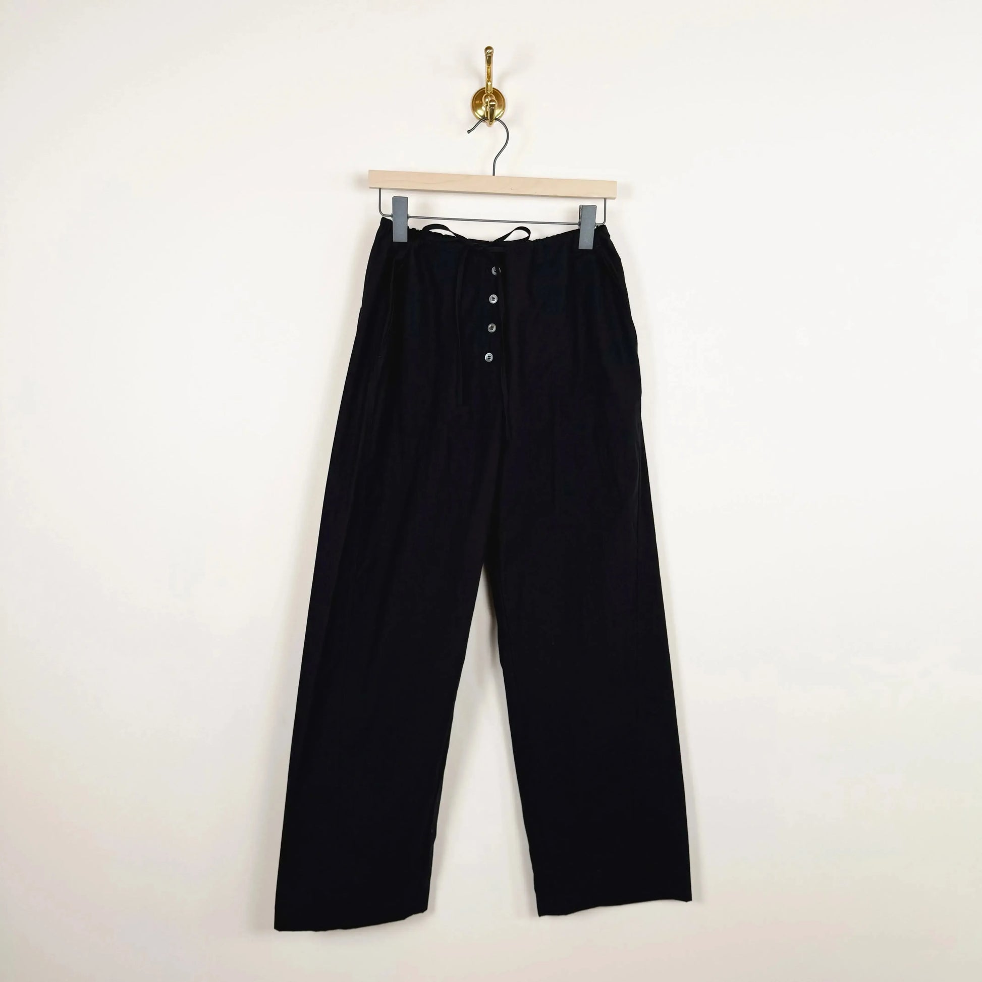 Ventura Pant in Black Typewriter Cotton-Pants-Studio Nicholson-eugenienewport
