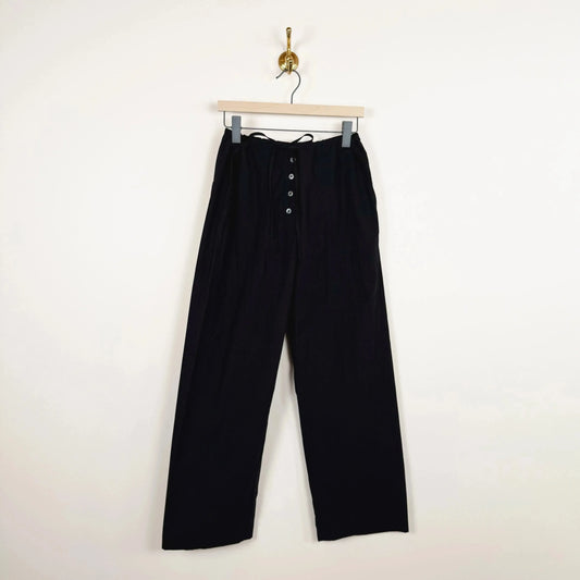 Ventura Pant in Black Typewriter Cotton-Pants-Studio Nicholson-eugenienewport
