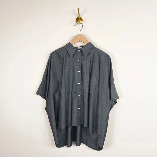 Vesper Top in Grey Chambray-Tops-Aquarius Cocktail-eugenienewport