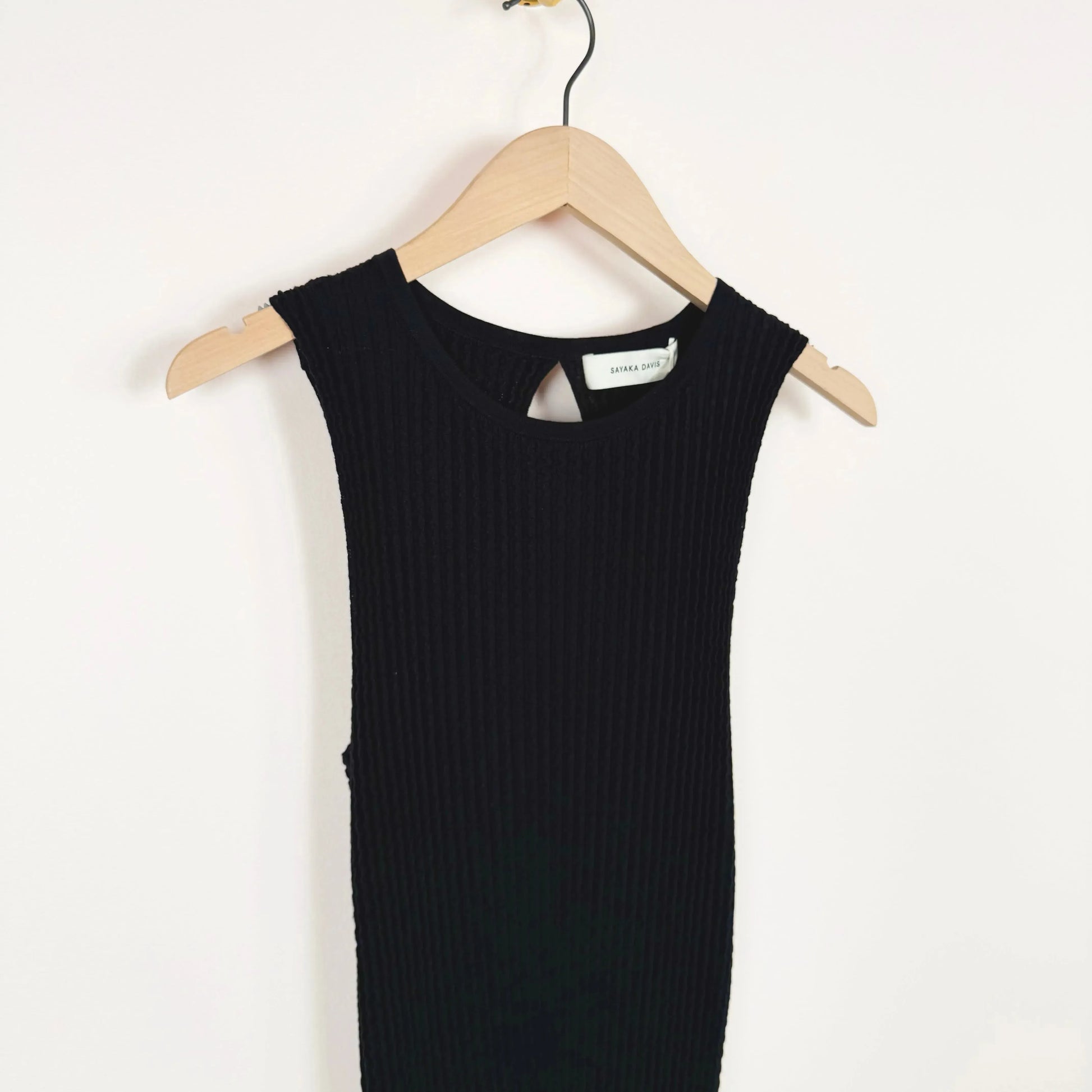 Wavy Rib Dress in Black-Dresses-Sayaka Davis-eugenienewport
