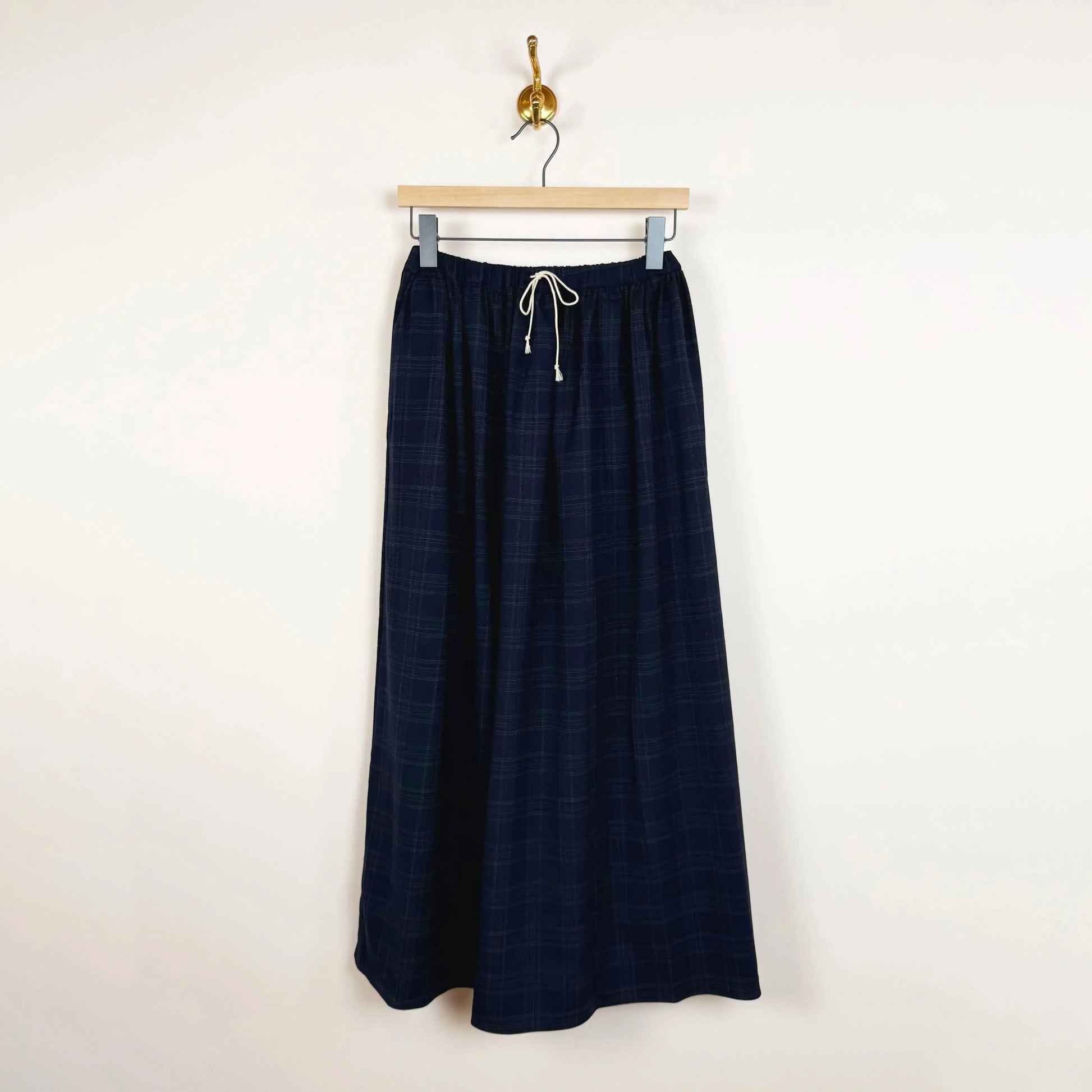 Wide Skirt in Navy Check-Skirts-Eleph-eugenienewport