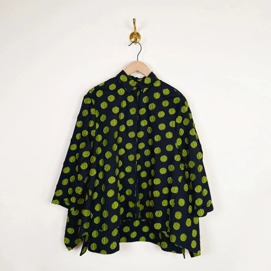 Wind in Blouse in Black Green Dots-Tops-Henrik Vibskov-eugenienewport