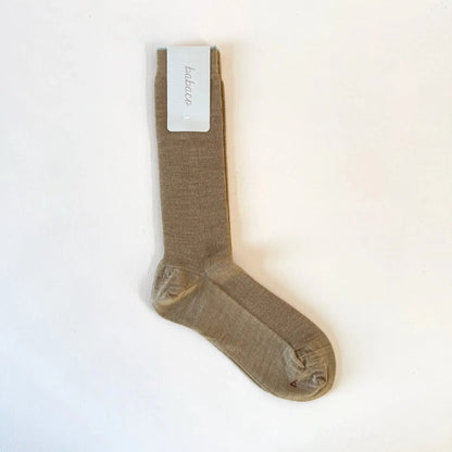Wool Fine Ribbed Socks in Beige-Accessories-Babaco-eugenienewport