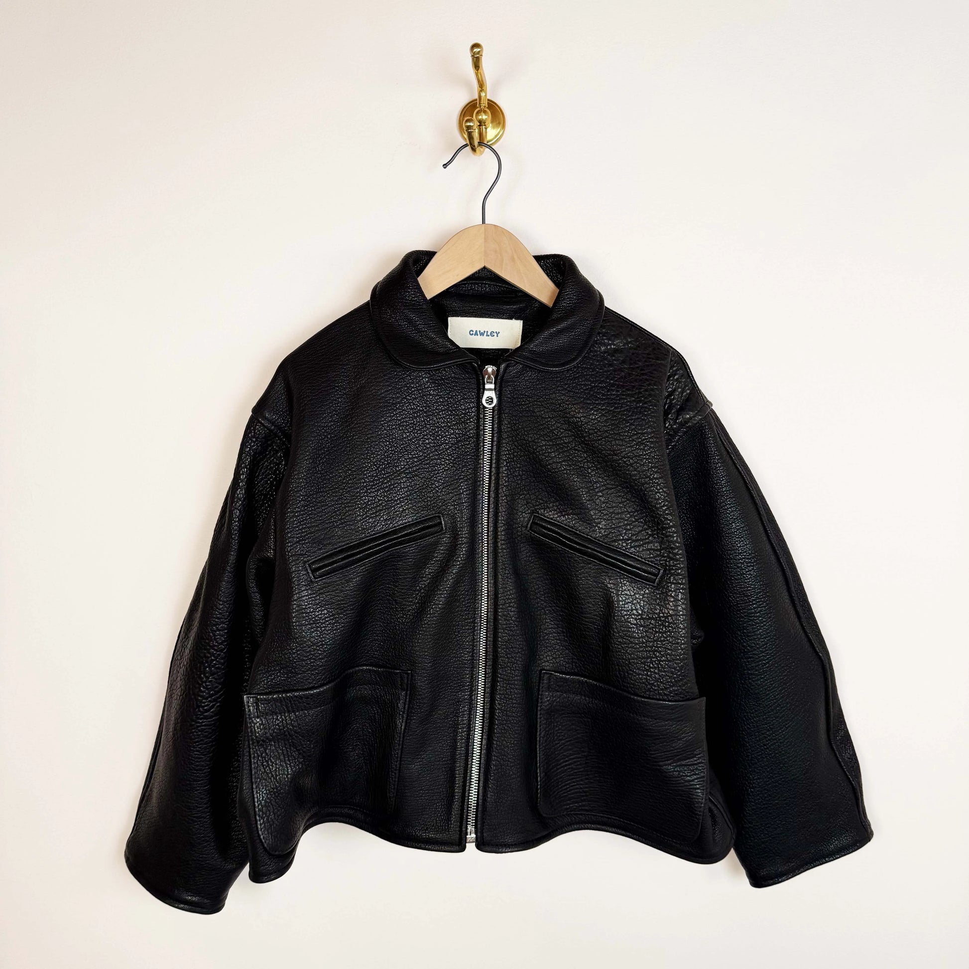 Wrinkle Leather Flying Jacket in Liquorice-Jackets-Cawley-eugenienewport