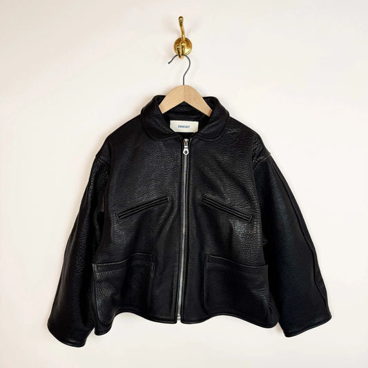 Wrinkle Leather Flying Jacket in Liquorice-Jackets-Cawley-eugenienewport
