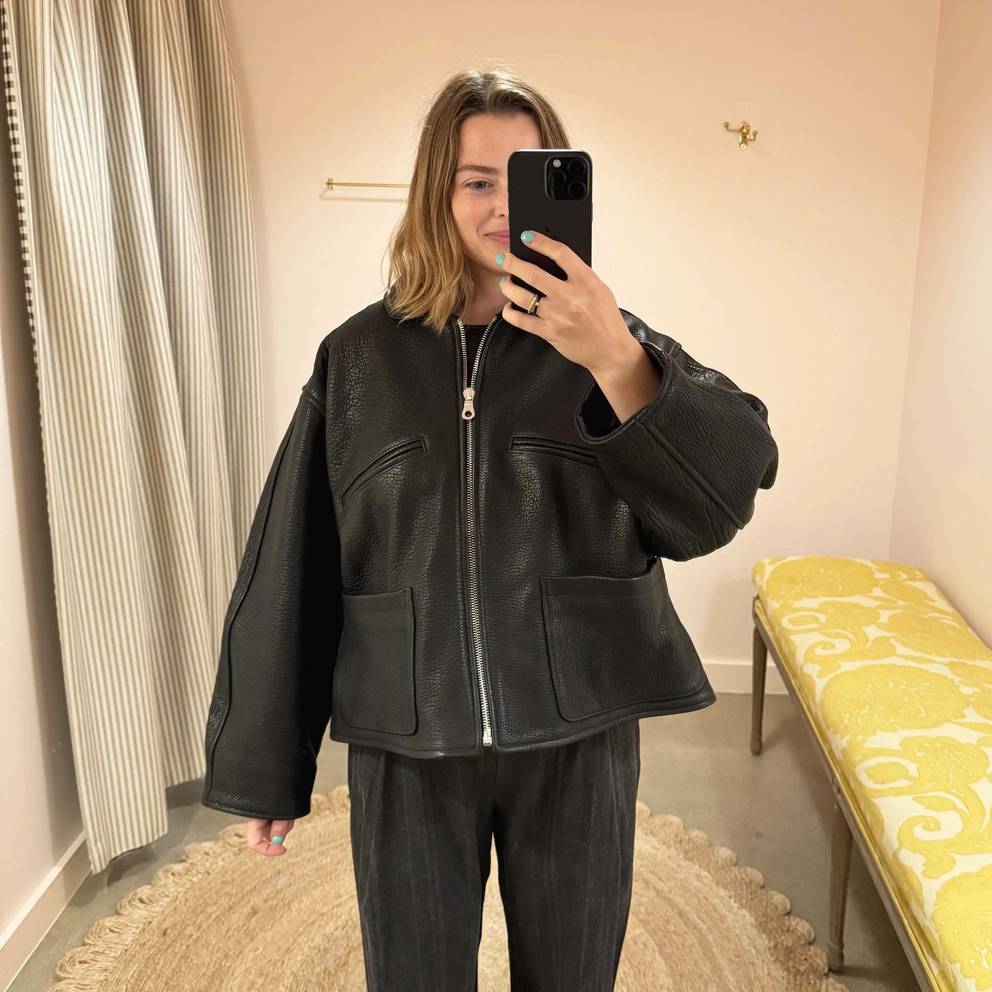 Wrinkle Leather Flying Jacket in Liquorice-Jackets-Cawley-eugenienewport