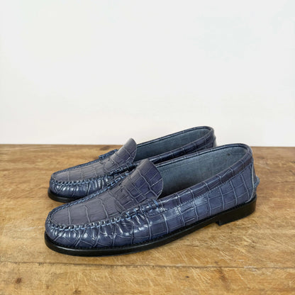 Zoe Loafers in Dark Blue Croc-Shoes-Augusta-eugenienewport